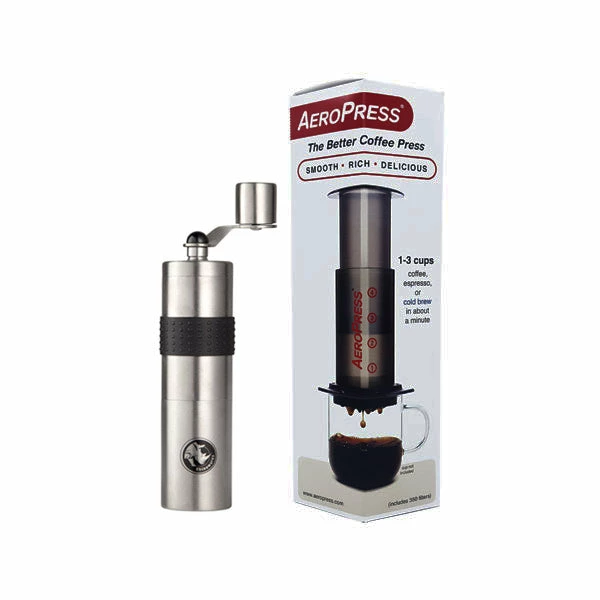 AeroPress Coffee Maker & Rhinowares Tall Grinder Aerobie AeroPress 1 AeroPress Coffee Maker & Rhinowares Tall Grinder Aerobie AeroPress
