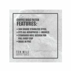 Ten Mile Stainless Steel Filter For AeroPress Coffee Maker & Delter Aerobie AeroPress